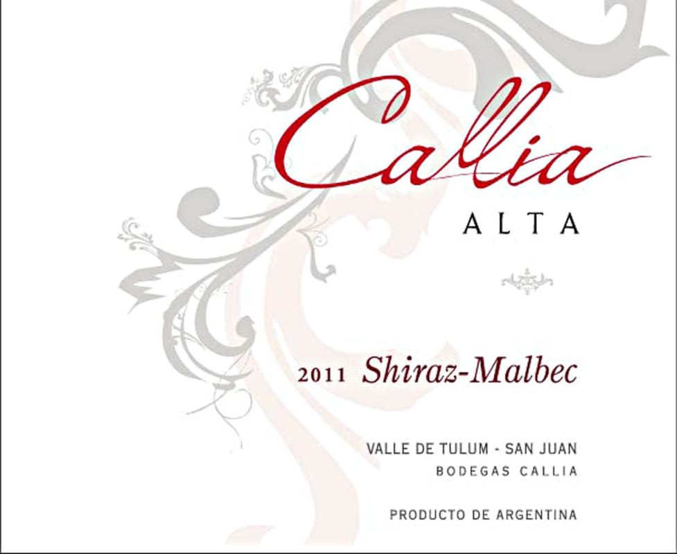 Bodegas Callia Alta Shiraz - Malbec 2011 Front Label