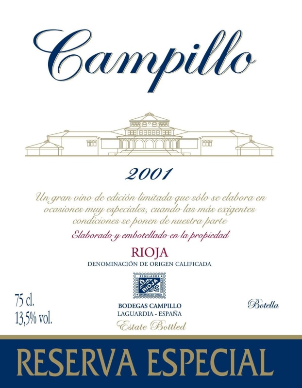 Bodegas Campillo Reserva Especial 2001 Front Label