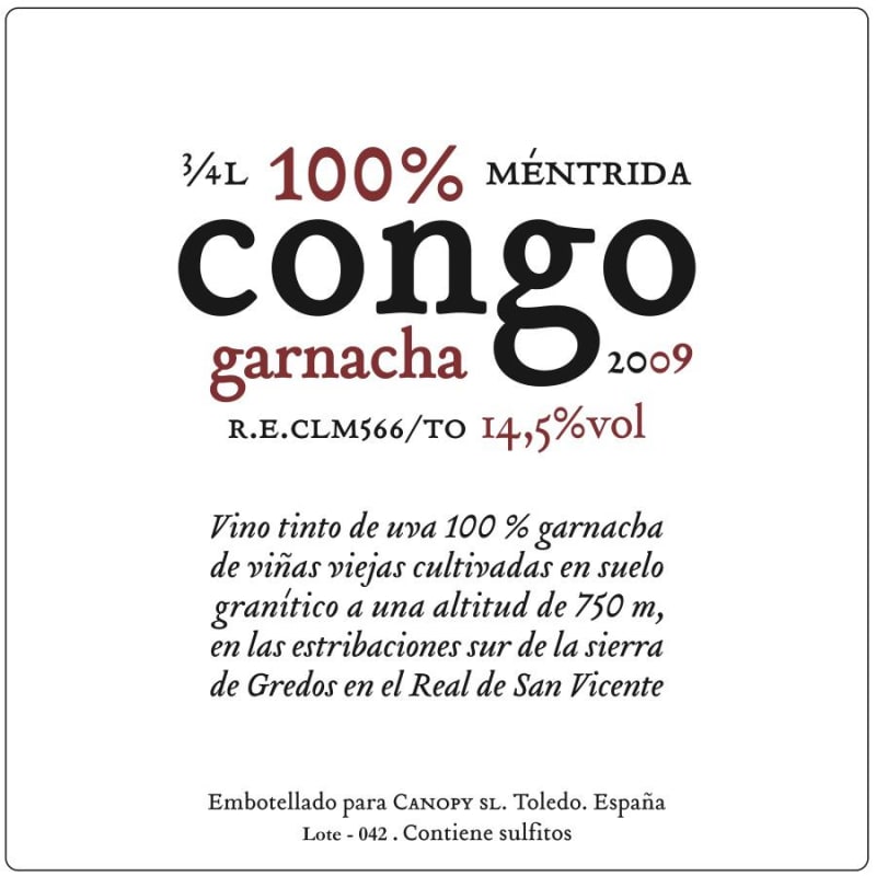Canopy Congo 2009 Front Label
