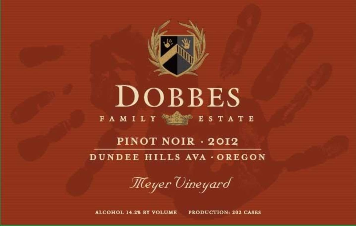 Dobbes Family Winery Meyer Vineyard Pinot Noir 2012 Front Label