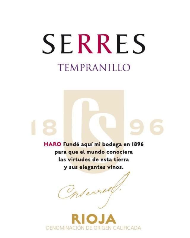 Carlos Serres Tempranillo 2010 Front Label