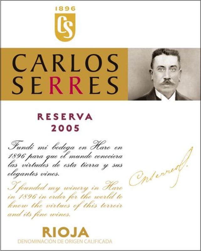 Carlos Serres Reserva 2005 Front Label