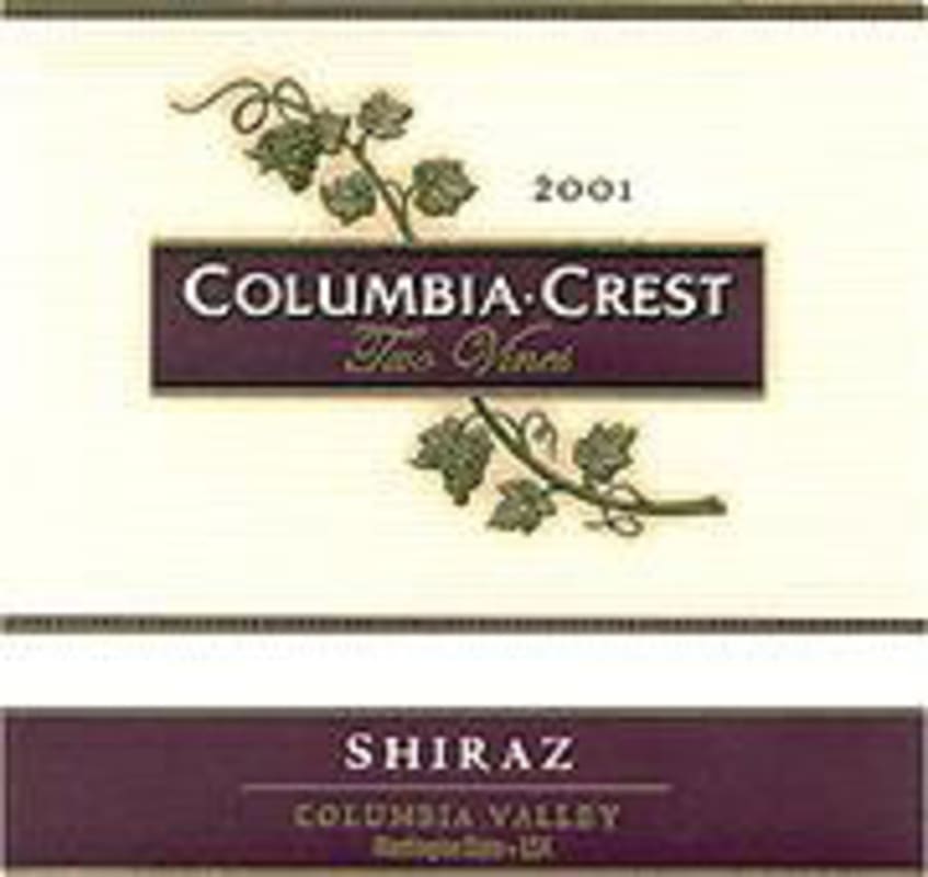 Two Vines Shiraz 2001 Front Label