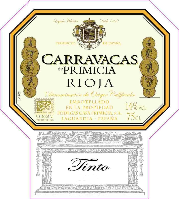 Bodegas Primicia Carravacas de Primicia Tinto 2015 Front Label