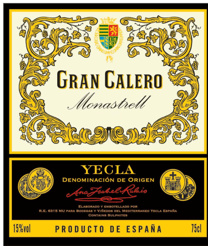 Bodegas Castano Gran Calero Monastrell 2008 Front Label
