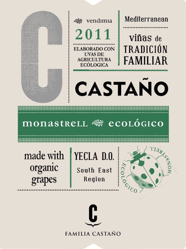 Bodegas Castano Ecologico Monastrell 2011 Front Label