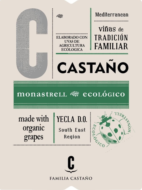 Bodegas Castano Ecologico Monastrell 2015 Front Label