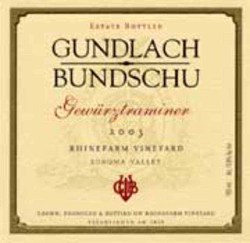 Gundlach Bundschu Gewurztraminer 2003 Front Label