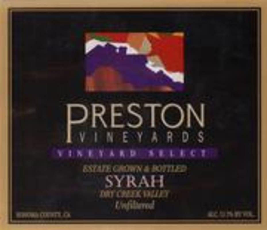 Preston Vineyards Syrah 1998 Front Label