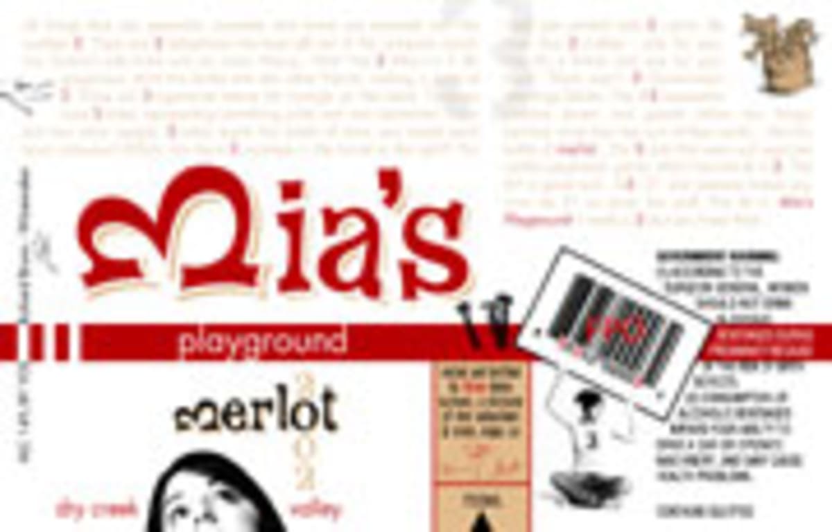 Mia's Playground Dry Creek Valley Merlot 2002 Front Label