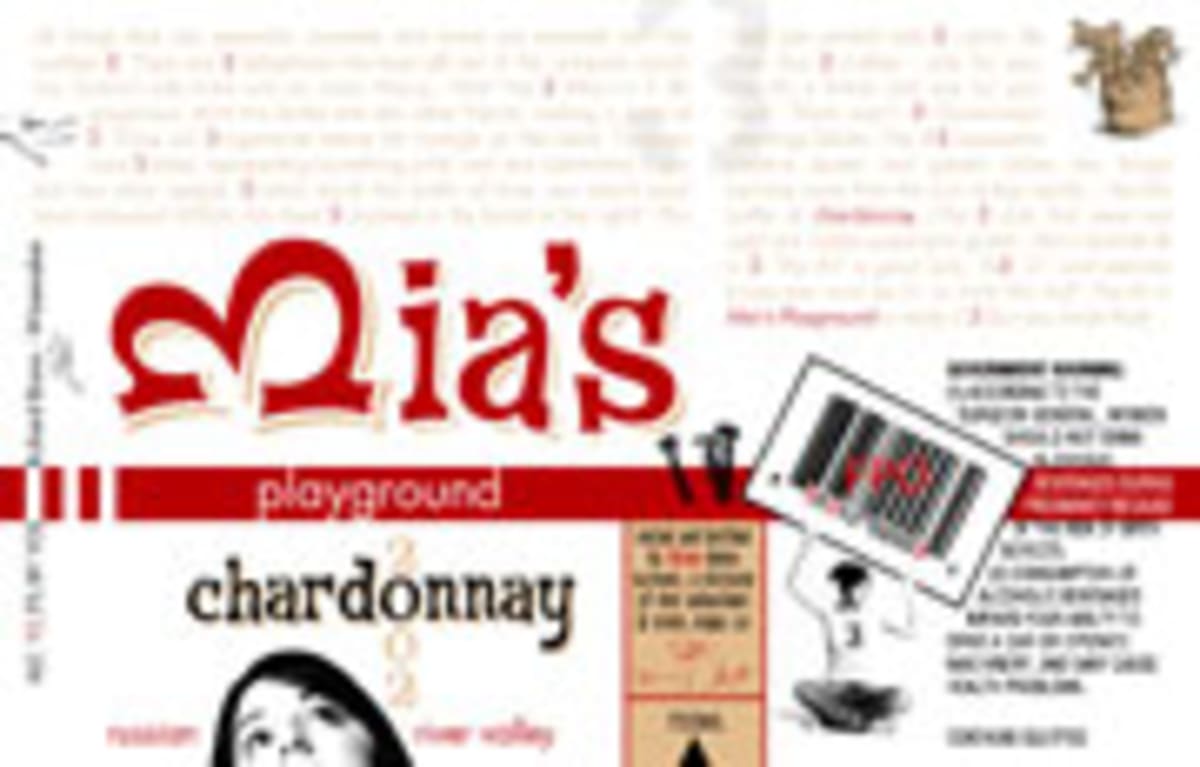 Mia's Playground Russian River Valley Chardonnay 2002 Front Label