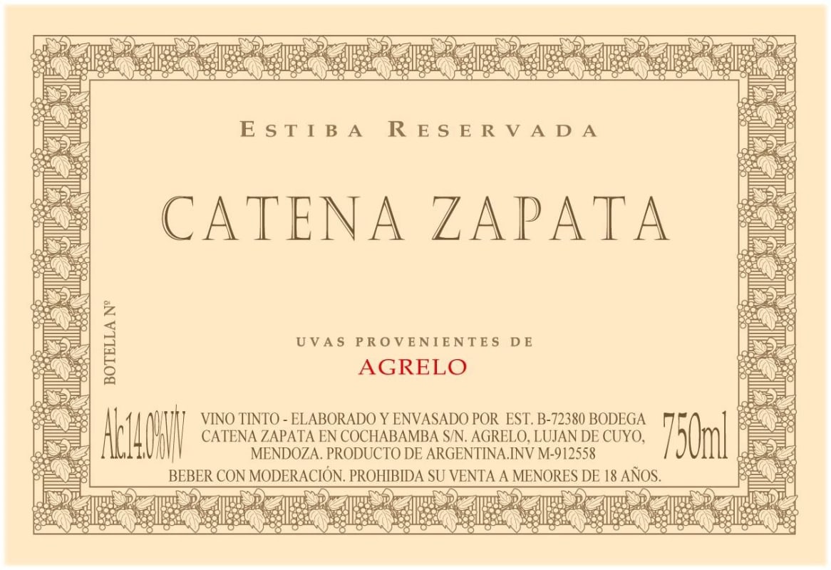 Catena Estiba Reservada 2008 Front Label