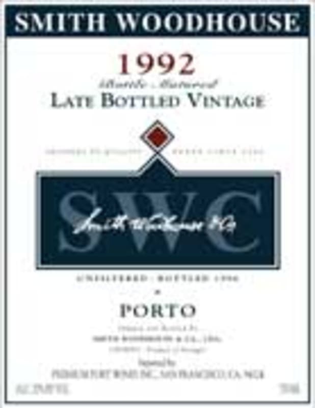 Smith Woodhouse Late Bottled Vintage Port 1992 Front Label