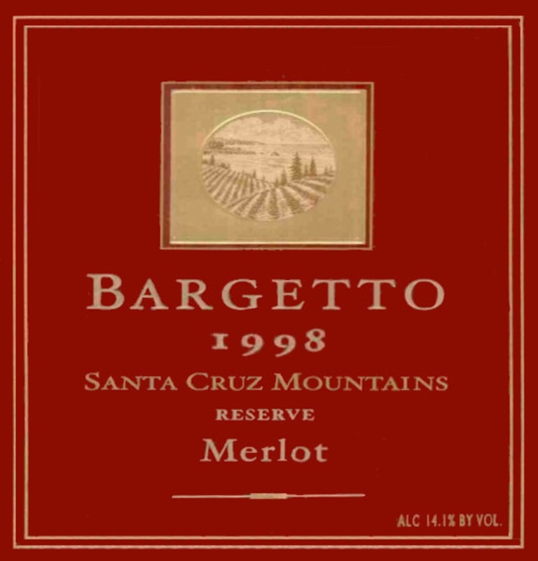 Bargetto Reserve Merlot 1998 Front Label