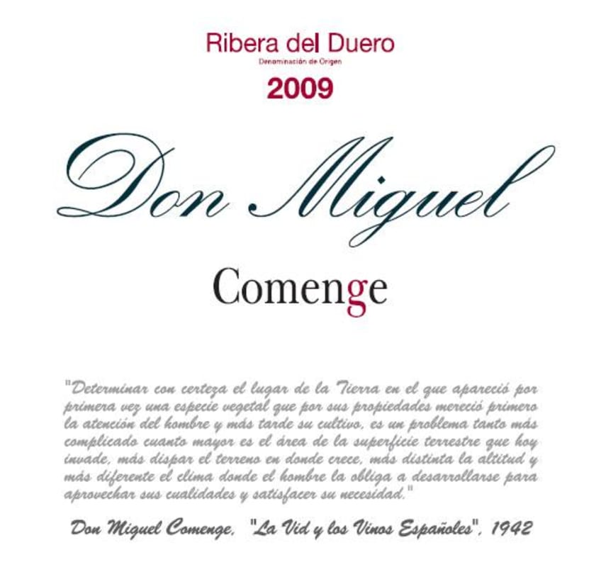 Comenge Don Miguel 2009 Front Label