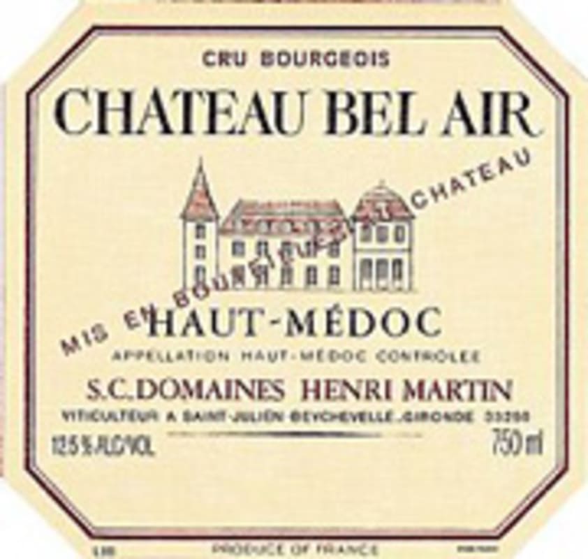 Chateau Bel Air Haut-Medoc 2000 Front Label