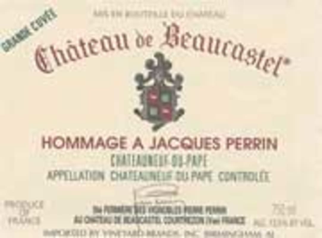 Chateau de Beaucastel Hommage Jacques Perrin Chateauneuf-du-Pape 2001 Front Label