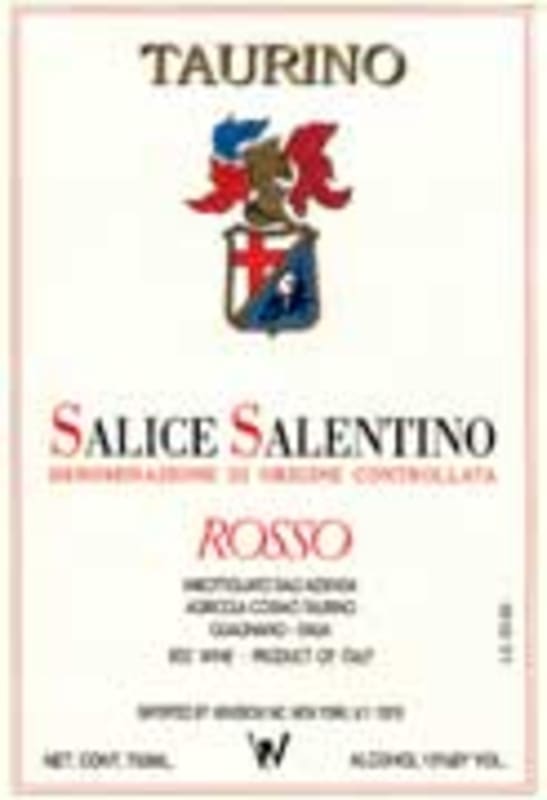 Taurino Salice Salentino Riserva 2000 Front Label