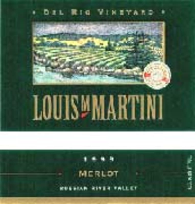 Louis Martini Del Rio Merlot 2001 Front Label