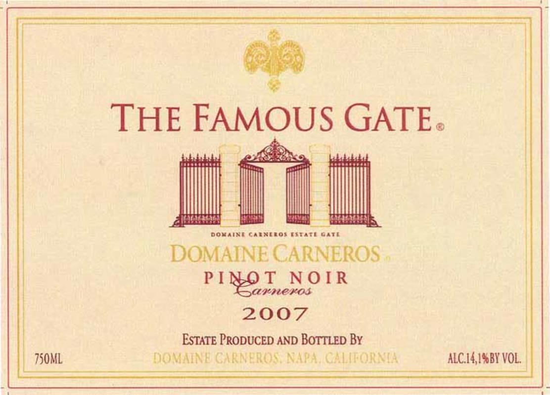 Domaine Carneros The Famous Gate Pinot Noir 2007 Front Label