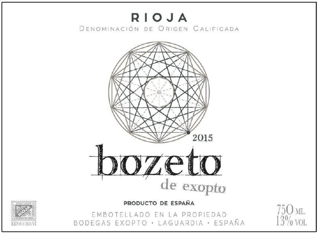 Exopto Cellars Bozeto Rose 2015 Front Label