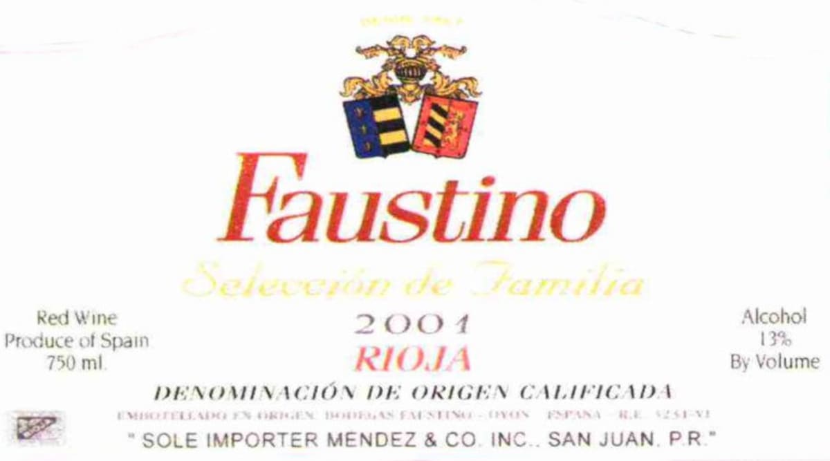 Faustino Seleccion de Familia 2001 Front Label