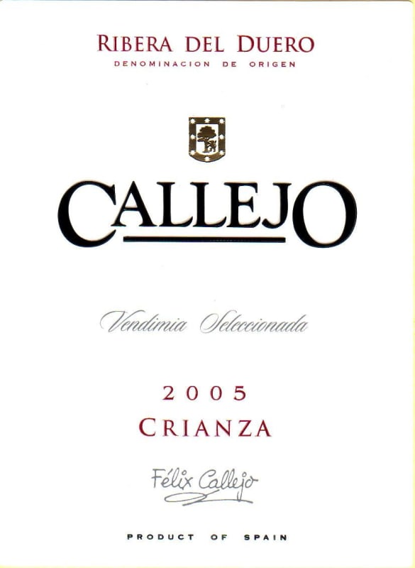 Felix Callejo Callejo Crianza 2005 Front Label