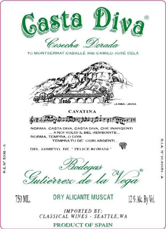 Gutierrez de la Vega Casta Diva Cosecha Dorada 2013 Front Label