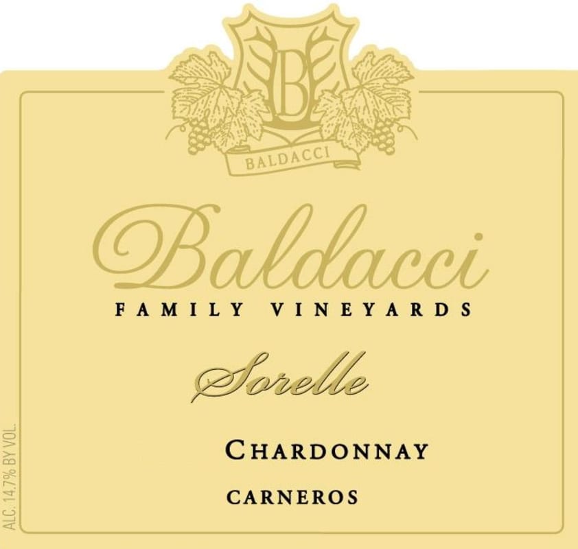 Baldacci Family Vineyards Sorelle Chardonnay 2015 Front Label
