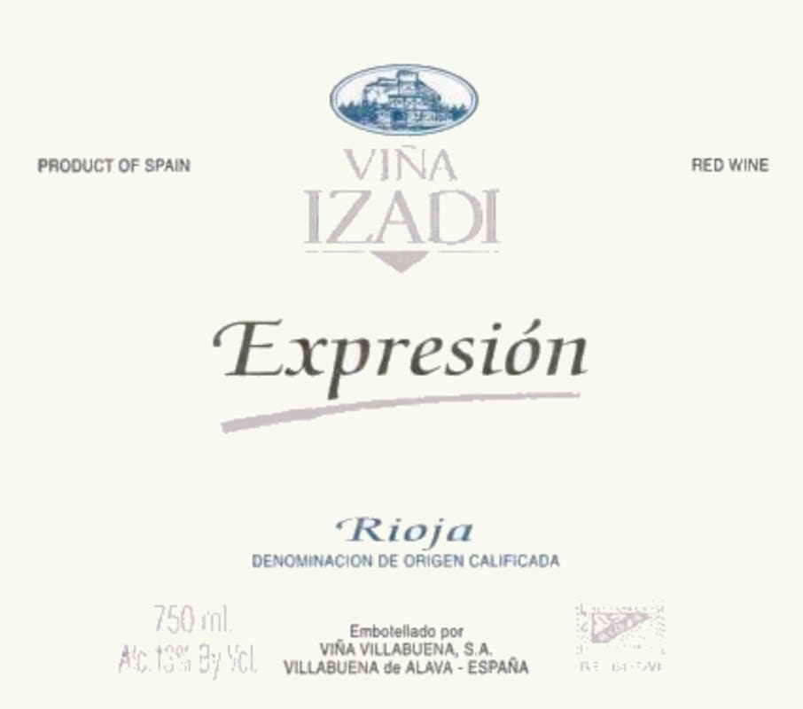 Bodegas Izadi Expresion Rioja 2000 Front Label