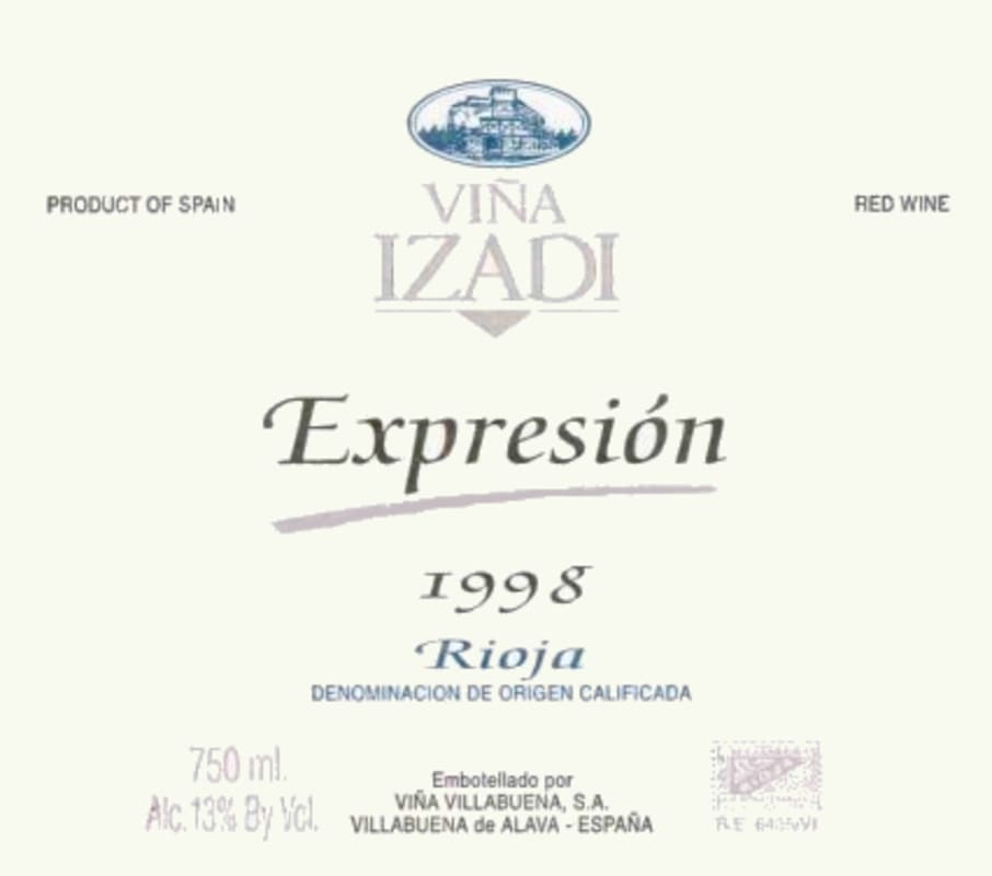 Bodegas Izadi Expresion Rioja 1998 Front Label