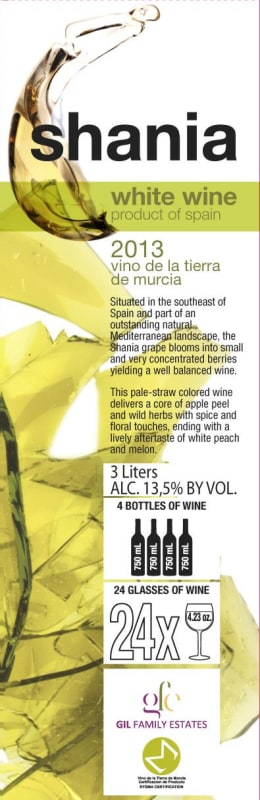 Bodegas Juan Gil White Shania Vino de la Tierra de Murcia 2013 Front Label