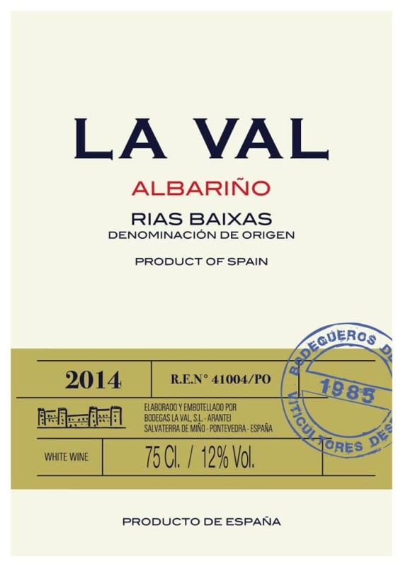 La Val Albarino 2014 Front Label