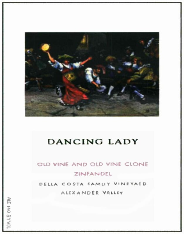 Dancing Lady Wines Della Costa Family Vineyards Old Vine Zinfandel 2007 Front Label