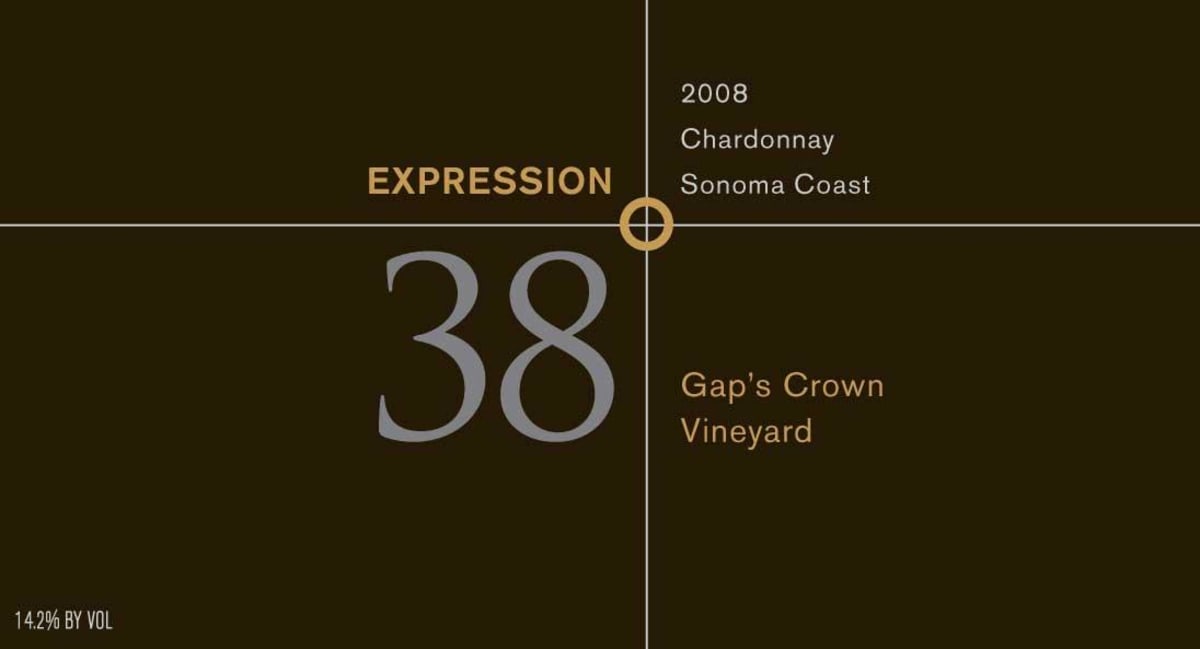 Expression 38 degrees Gap's Crown Vineyard Chardonnay 2008 Front Label