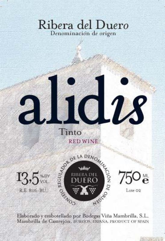 Bodega Vina Mambrilla Alidis Tinto 2012 Front Label
