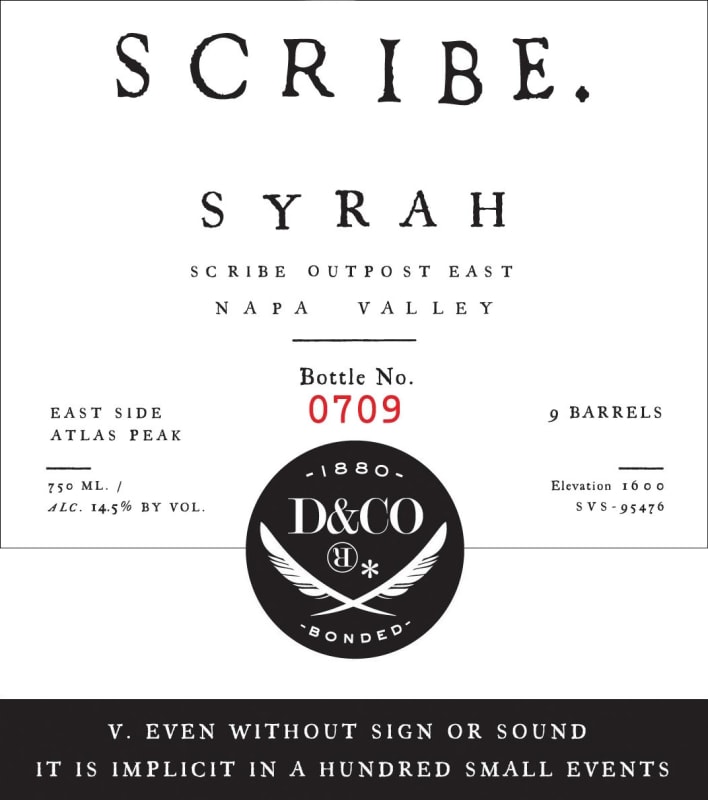 Scribe Outpost East Syrah 2012 Front Label