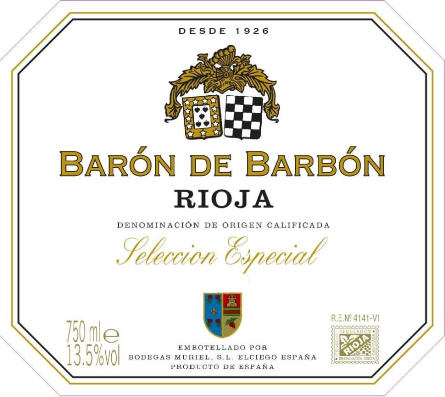 Bodegas Muriel Baron de Barbon Seleccion Especial 2013 Front Label