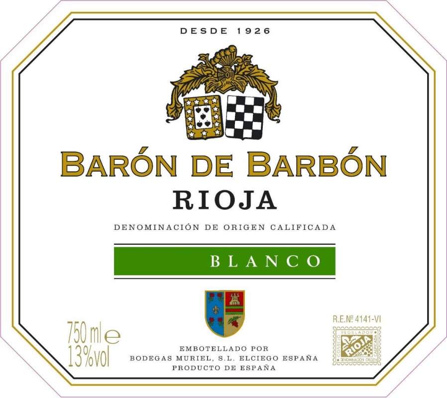 Bodegas Muriel Baron de Barbon Blanco 2014 Front Label