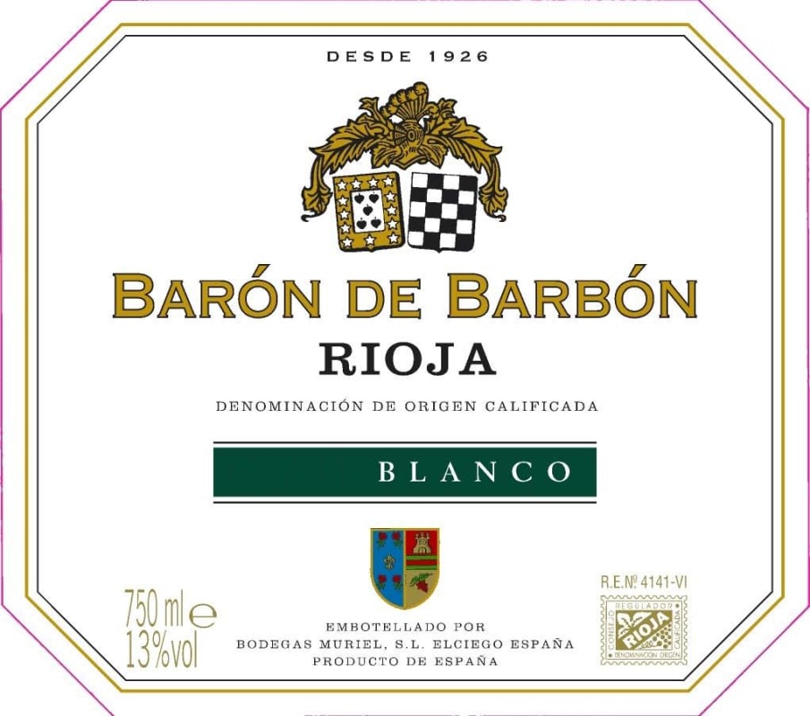 Bodegas Muriel Baron de Barbon Blanco 2010 Front Label