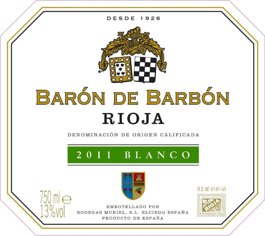 Bodegas Muriel Baron de Barbon Blanco 2011 Front Label