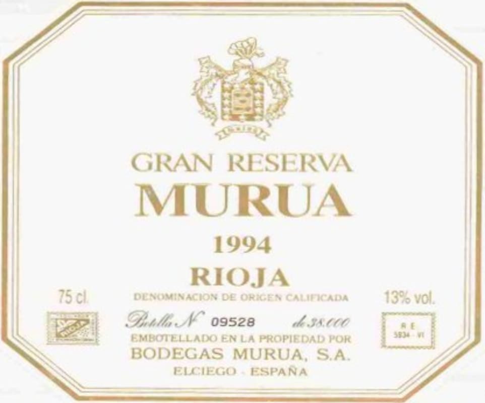 Bodegas Murua Gran Reserva 1994 Front Label