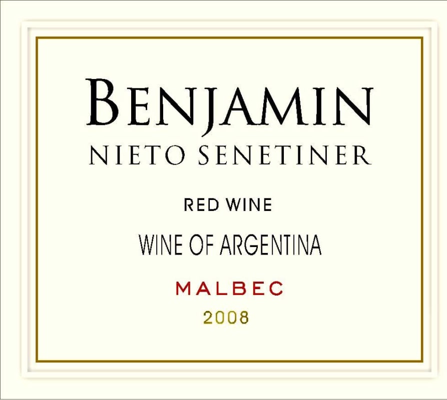 Nieto Senetiner Benjamin Malbec 2008 Front Label
