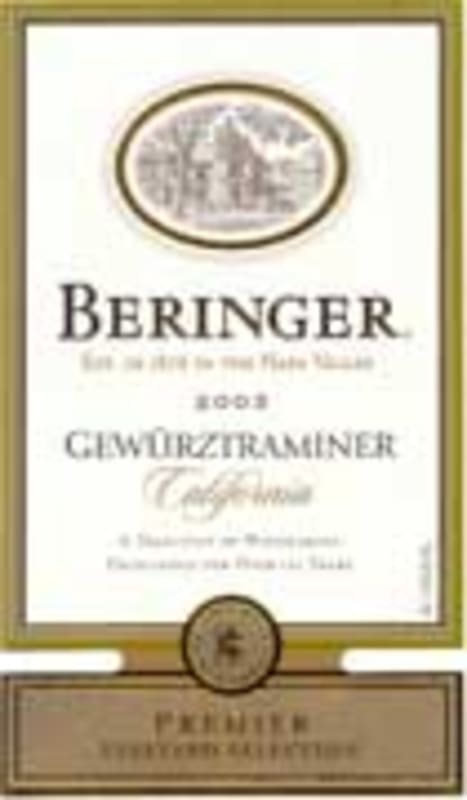 Beringer Gewurztraminer 2003 Front Label