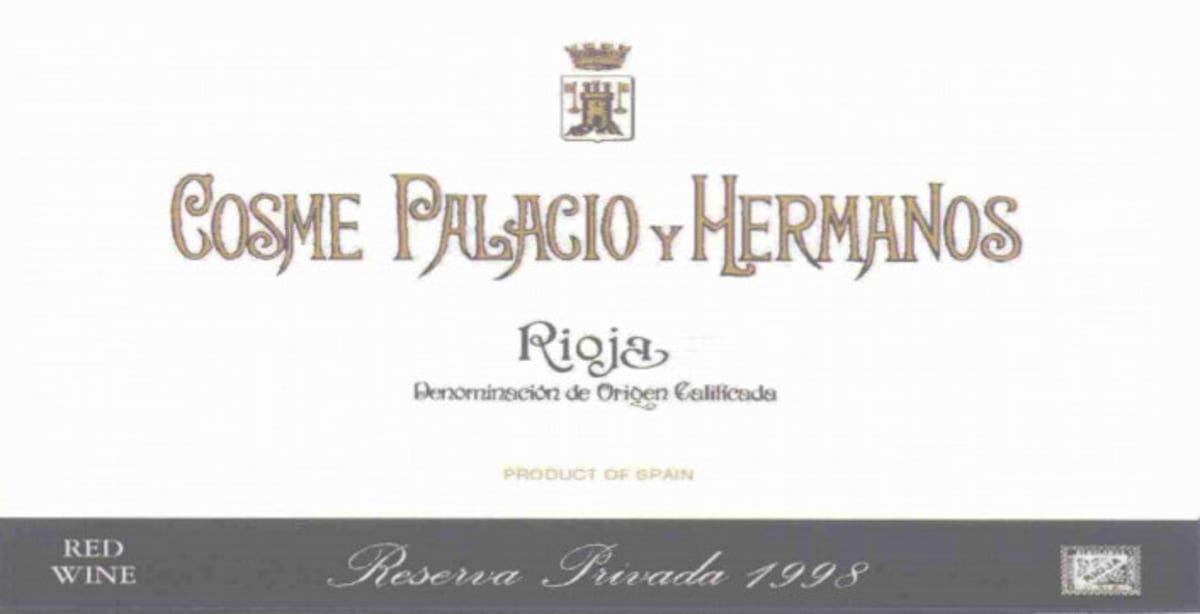 Bodegas Palacio Cosme Palacio Reserva Privada 1998 Front Label