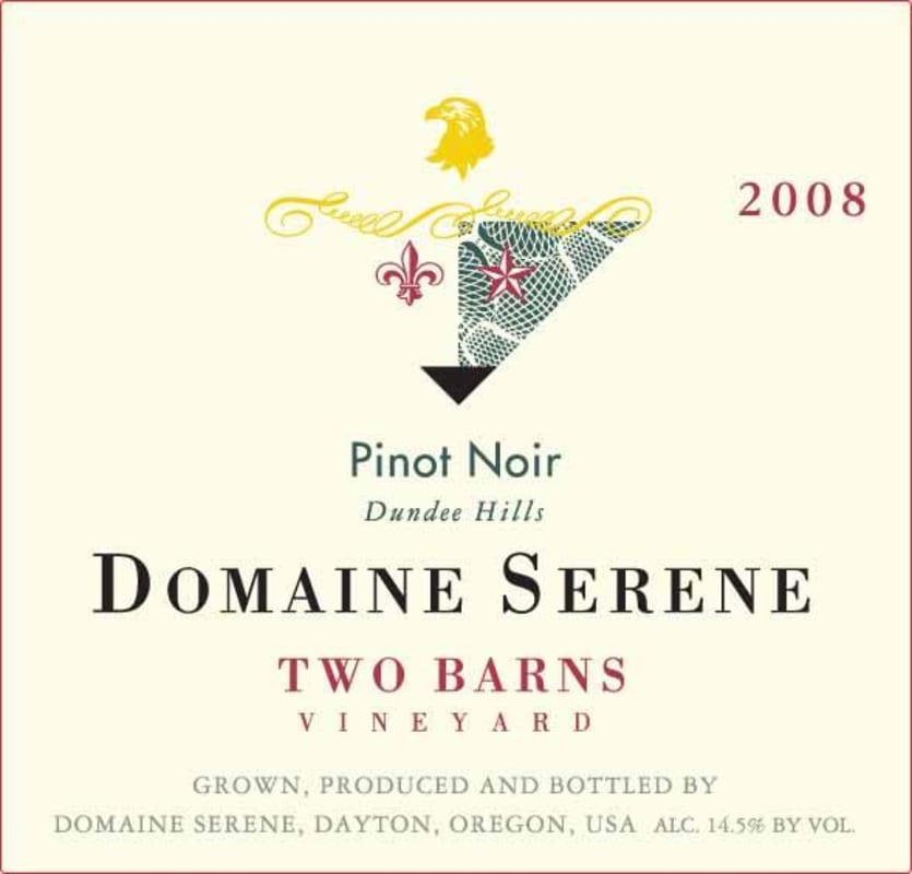 Domaine Serene Two Barns Vineyard Pinot Noir 2008 Front Label