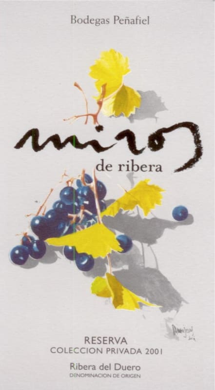 Bodegas Penafiel Miros de Coleccion Privada Reserva 2001 Front Label