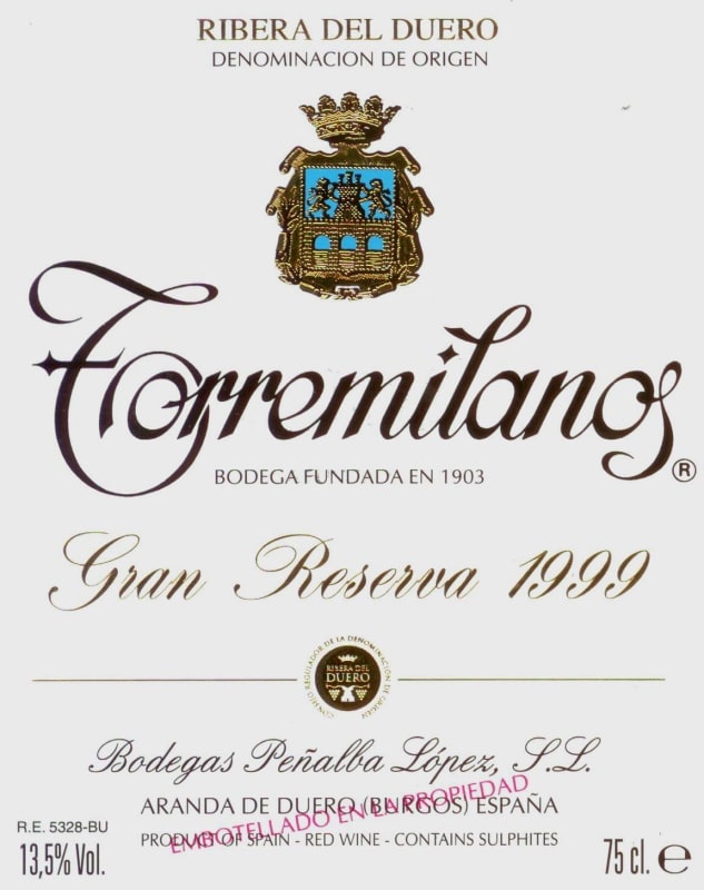 Penalba Lopez Finca Torremilanos Gran Reserva 1999 Front Label