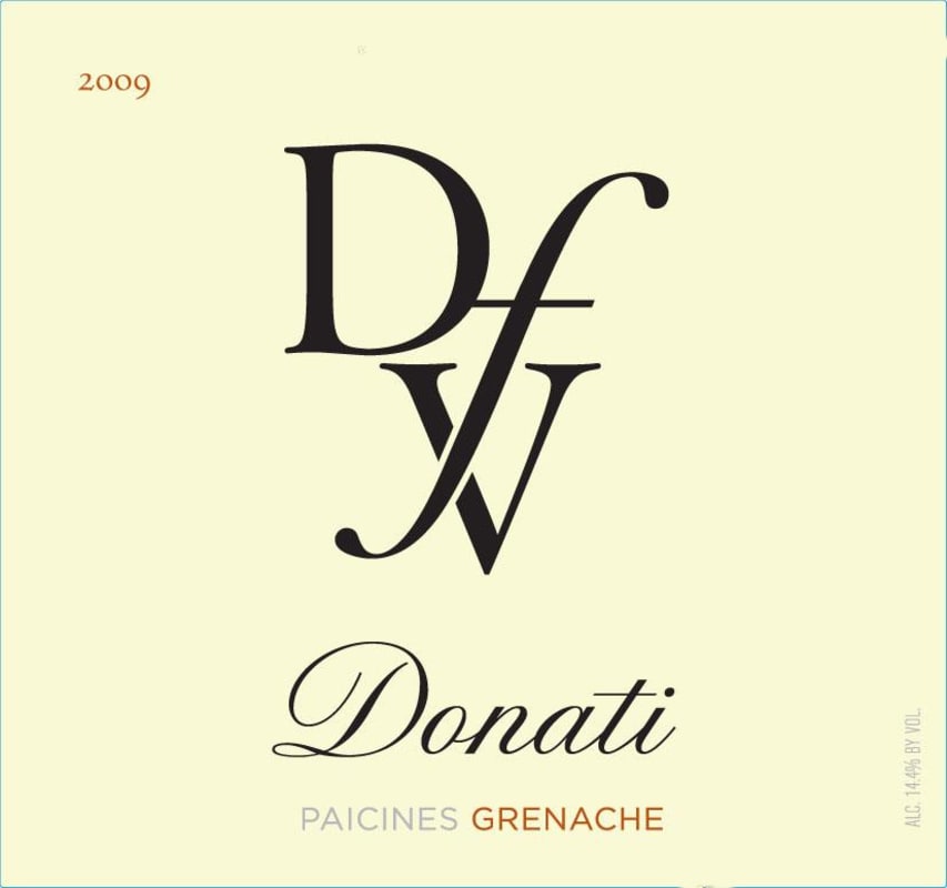 Donati Family Vineyards Grenache 2009 Front Label