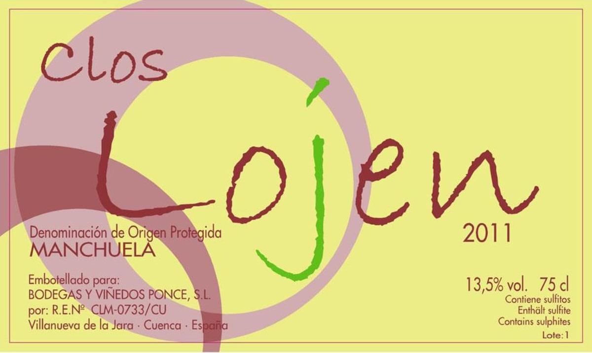 Bodegas Ponce Clos Lojen Bobal 2011 Front Label